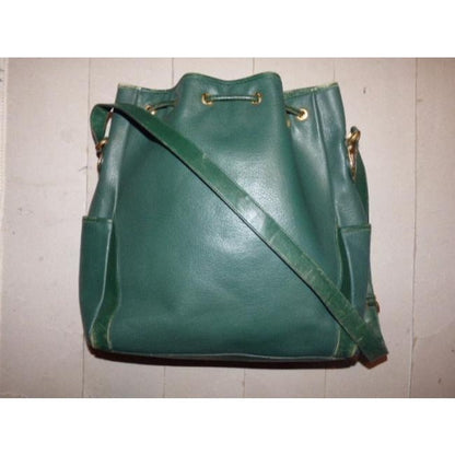 RARE, Gucci, emerald green leather, XL, horse-bit bucket style shoulder bag with horseshoe accents