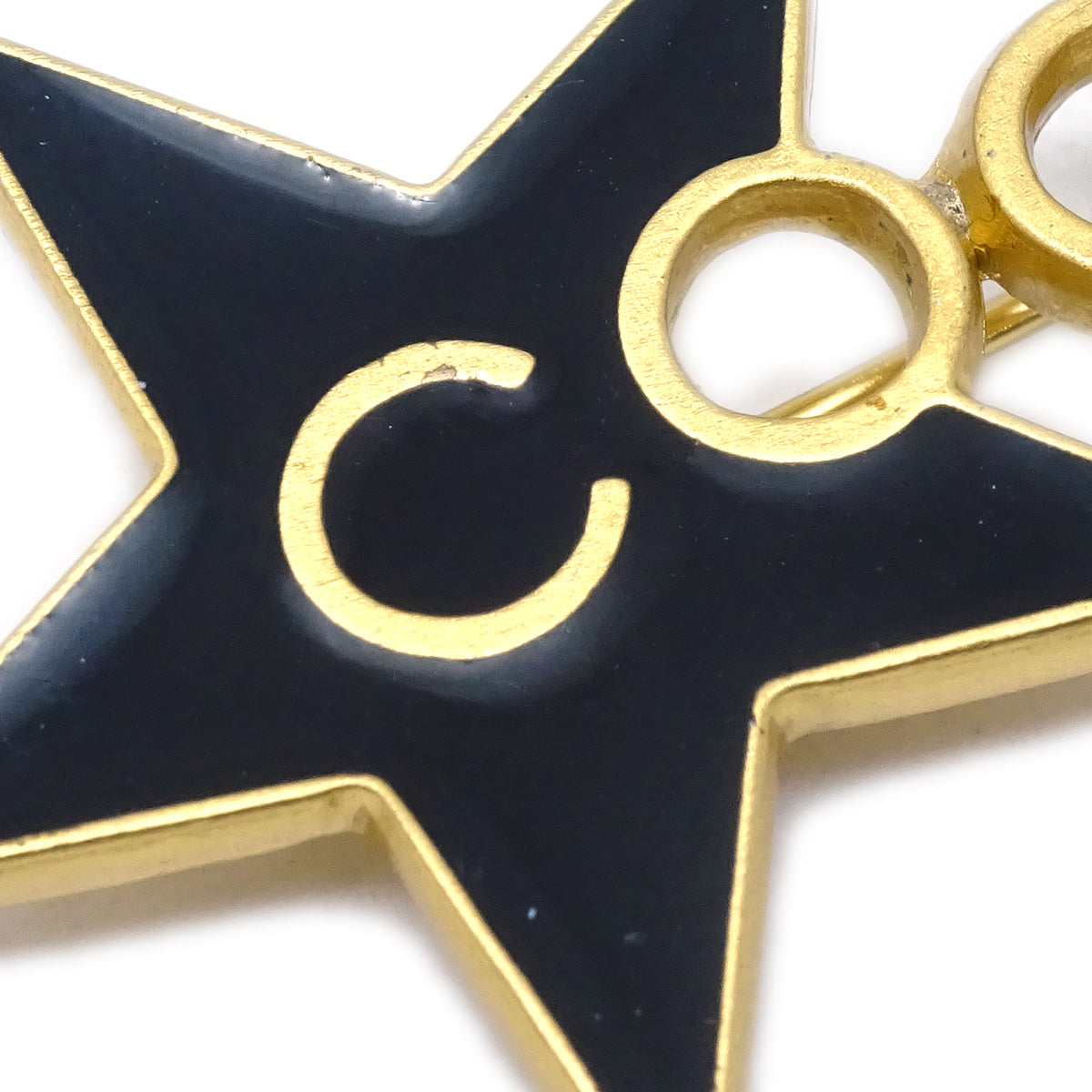 Chanel Star Brooch Pin Black 01P