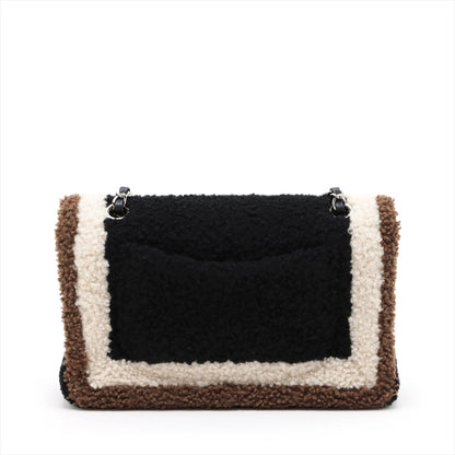 Chanel Cocomark Mouton Double Flap Double Chain Top Bag Black x Brown Silver  23rd