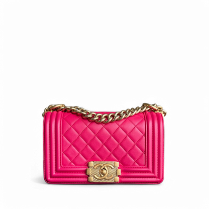 Chanel Boy Small - 20CM Quilted Lambskin Hot Pink Limited Edition Gold Hardware Series 23