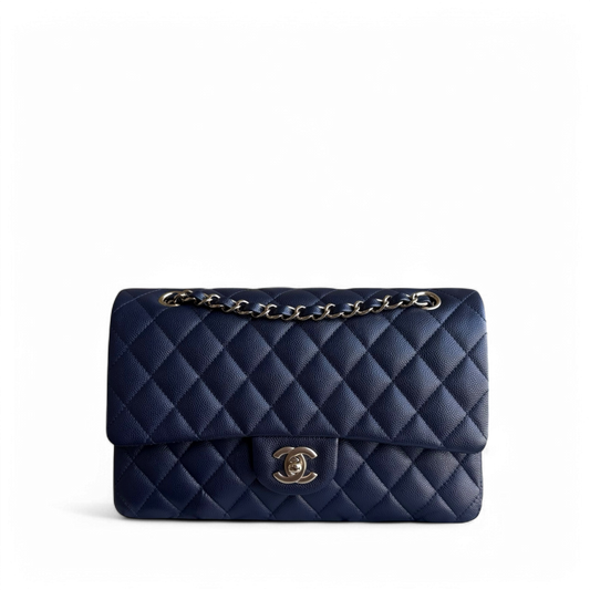 Chanel Classic Flap Medium - Caviar 25CM Quilted Midnight Blue Gold Hardware Series 31