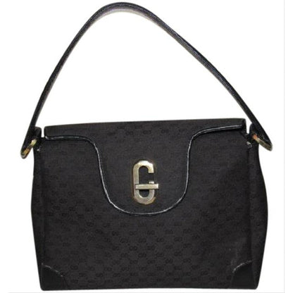 Gucci Black Micro Guccissima Print Jackie Satchel w G Twist Clasp