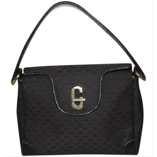 Gucci Black Micro Guccissima Print Jackie Satchel w G Twist Clasp