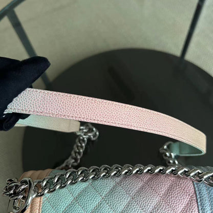 *Un* Caviar Boy Rainbow Small Quilted Grained Calfskin Multicolor Silver Hardware Series 25
