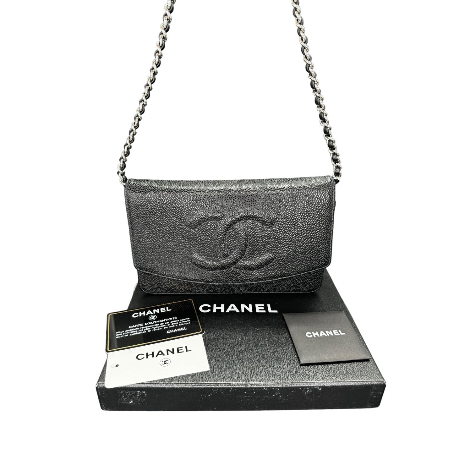 Chanel Vintage Black Caviar Timeless Wallet On Chain WOC