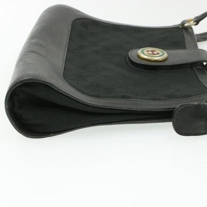 Rare, GUCCI, black Guccissima print satchel/tote bag w/ a 1973 style, round, red and green enamel GG logo snap!