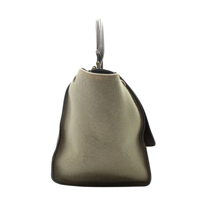 Celine Dark Blue/ Black/ Khaki Trapeze Bag In Calf Hair