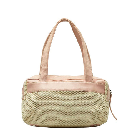 Chanel Logo One-Shoulder Bag HandBag Pink Natural Leather Cotton  Chanel