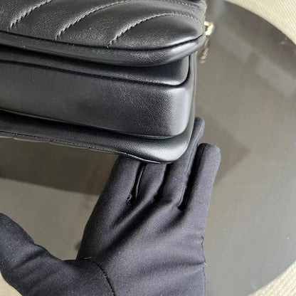 Trendy CC Small 25CM Chevron Lambskin Black Golden Hardware Series 26