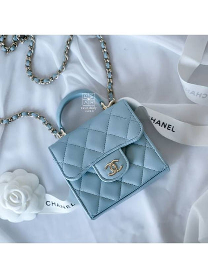 Gold Hardware Lambskin Chain Mini Bag Light Blue Chanel