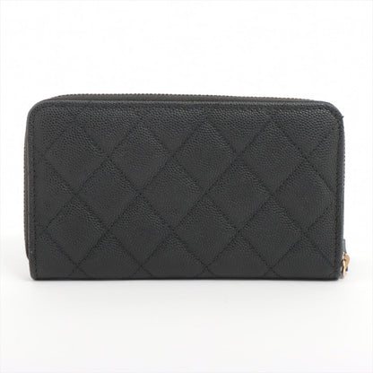 Chanel Matrasse Caviar S Compact Wallet Black Gold  29th