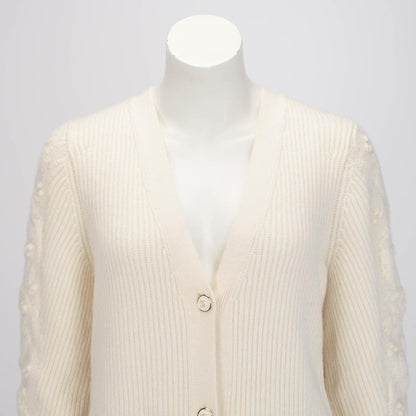 Chanel Ecru Ribbed Cashmere Classic Cardigan FR 38