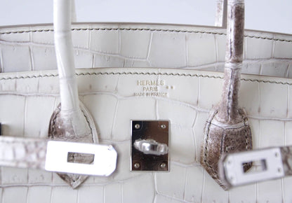 Hermes Birkin 25 Bag Blanc Himalaya Exquisite Jewel Palladium Hardware