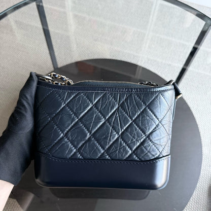 Chanel Gabrielle Small - Quilted Calfskin Dark Navy Blue Two-tone Gold Hardware Series 28
