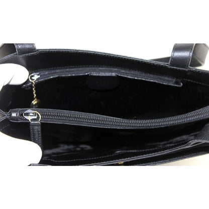 Tom Ford era, Gucci, Horse-bit style, black glossy leather, large satchel style shoulder purse with multiple compartments