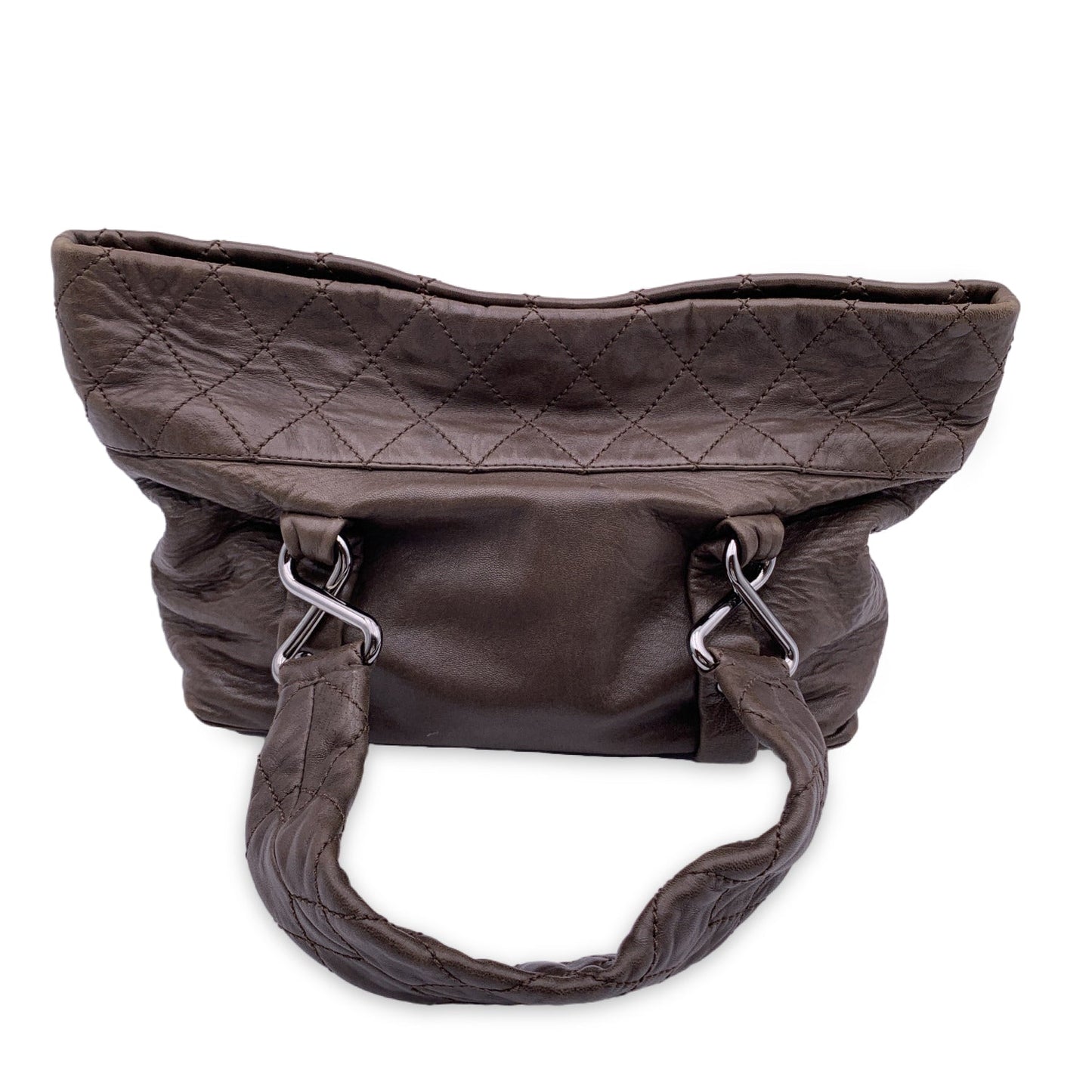 CHANEL Brown Leather Sticth Mademoiselle 8 Knots Tote Bag