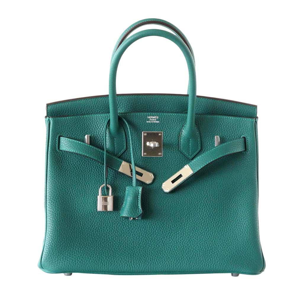 Hermès Birkin 30 Malachite Clemence Leather Bag