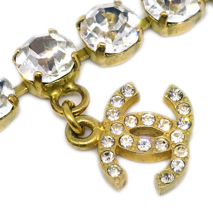 Chanel CC Chain Pendant Necklace Rhinestone Gold 95P