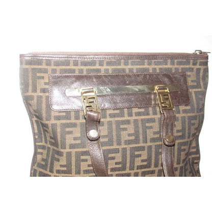 Fendi Zucca Print In Shades Of Brown Canvas And Leather Satchel