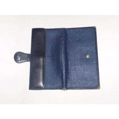 Gucci Navy Coated Canvas Leather Vintage Wallet