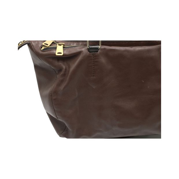 Celine Dark Brown Triple Zip Satchel