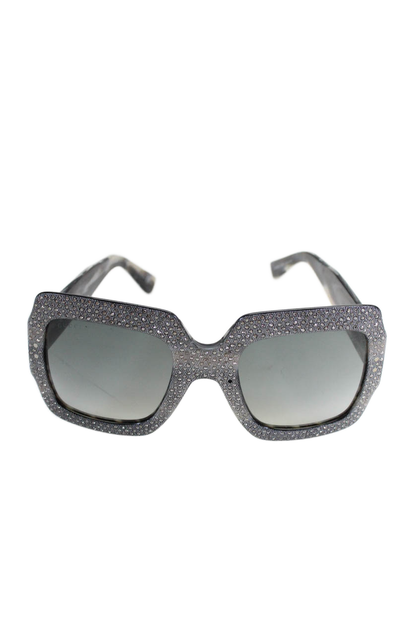 Gucci Womens Crystal Embellished Oversized Square Sunglasses Silver 25 54 145