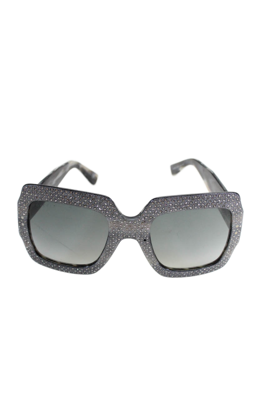 Gucci Womens Crystal Embellished Oversized Square Sunglasses Silver 25 54 145