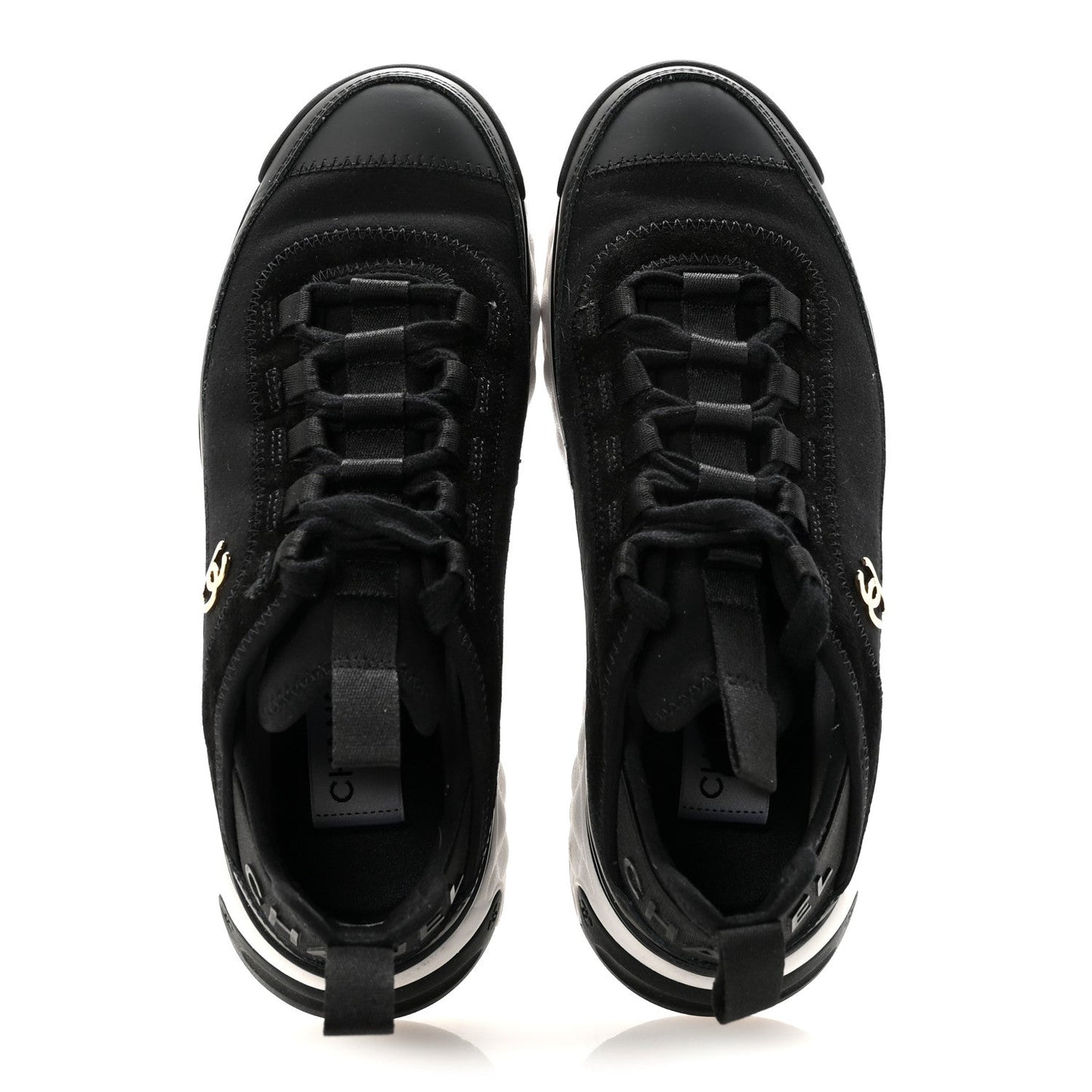 Velvet Calfskin Mixed Fibers CC Sneakers 37 Black