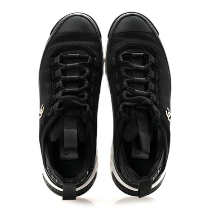 Velvet Calfskin Mixed Fibers CC Sneakers 37 Black