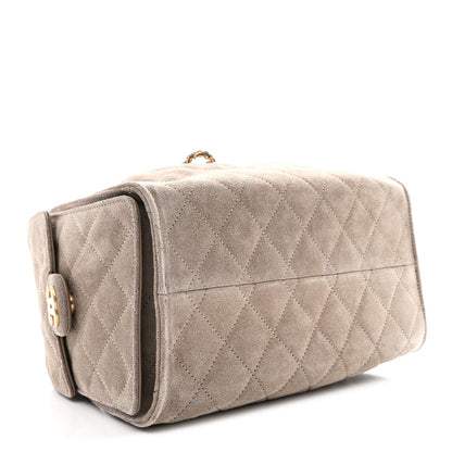 Suede Quilted Small Chanel 25 Handbag Dark Grey