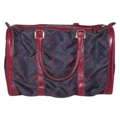 Gucci Vintage Pursesdesigner Purses Navy Canvas With Burgundyred Diagonal G Logo Print And Burgundyr