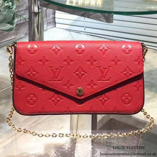 Louis Vuitton Pochette Felicie Bag Monogram Leather Cerise