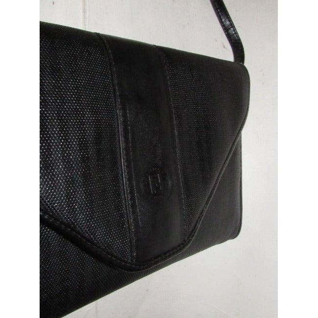 Fendi Vintage Pursesdesigner Purses Blackgrey Thin Stripe Print Canvas And Black Leather Coated Shou