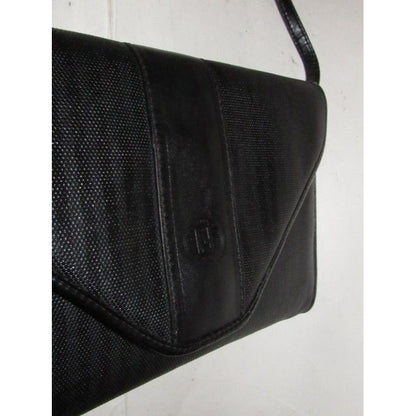 Fendi Vintage Pursesdesigner Purses Blackgrey Thin Stripe Print Canvas And Black Leather Coated Shou
