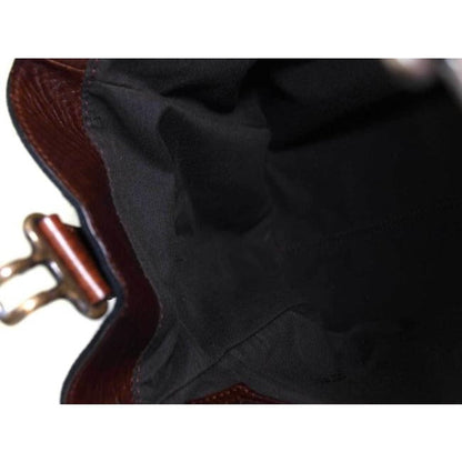 Fendi Xl Du Jour Brown Calfskin Leather And Black Canvas Satchel
