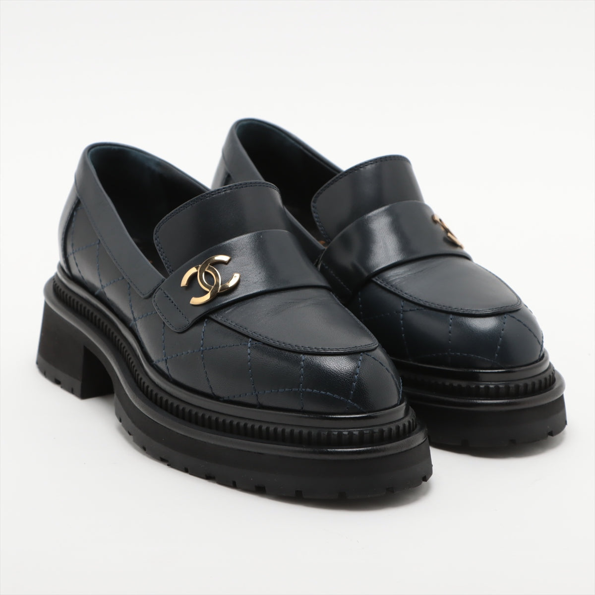 Chanel Co.Mark 23A Leather  35C  Navy G45074 Matrasse Thick Bottom