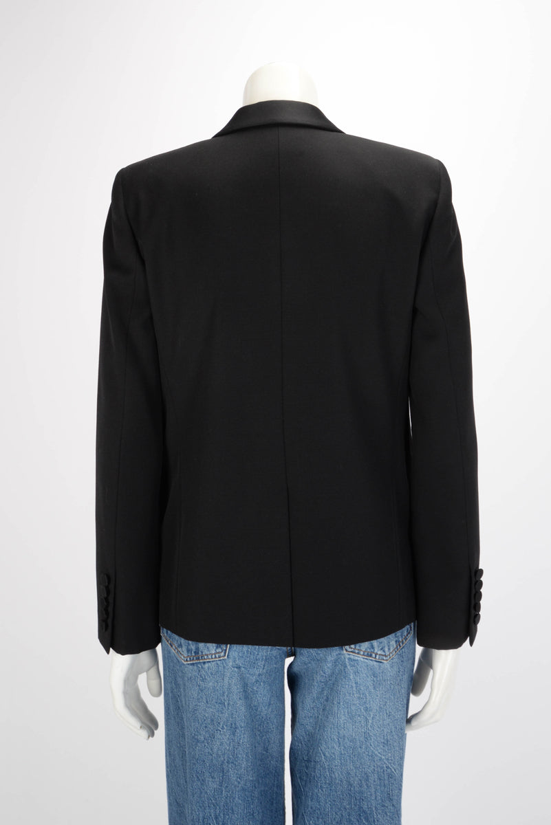 Saint Laurent Black Wool Tuxedo Style Blazer FR 42