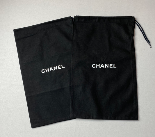 100% Auth Chanel Set of Two Black Shoe/ Small Bag/ Wallet Dust Bags 12.75"x 7.75"