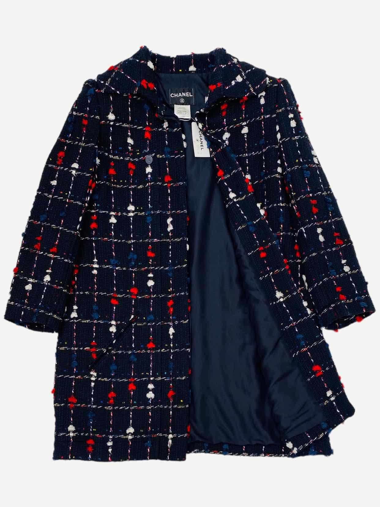 CHANEL Navy Blue w/ Beige & Red Size US 12 Coat