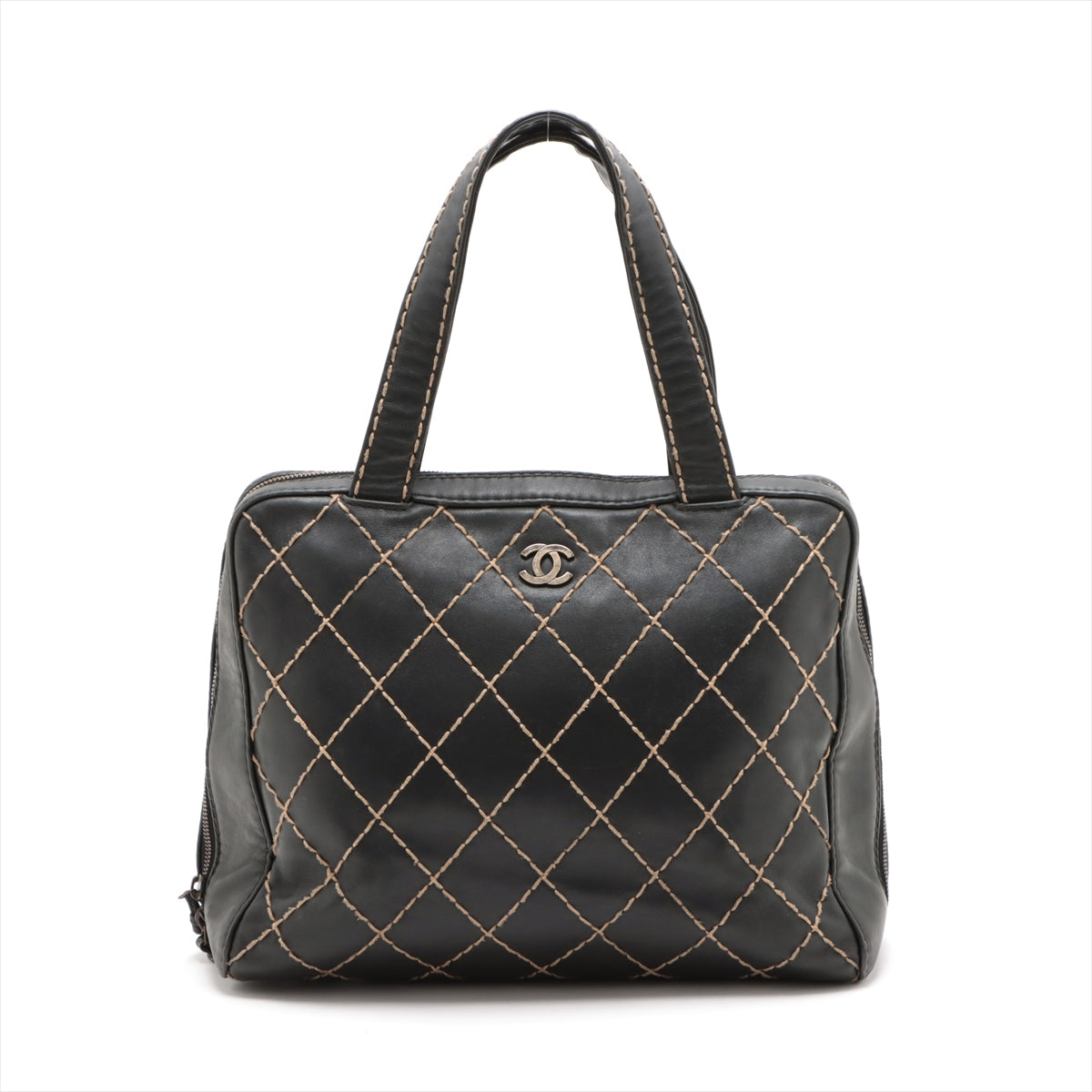 Chanel WILDSTECH Lambskinkin Tote Bag BLACK GAMMETALIC GOLD WOakSHIP 6TH EARTH  LOVE MARKET SHOP