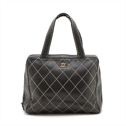 Chanel WILDSTECH Lambskinkin Tote Bag BLACK GAMMETALIC GOLD WOakSHIP 6TH EARTH  LOVE MARKET SHOP