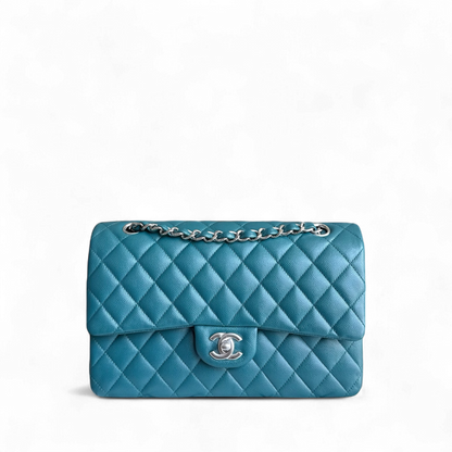 Chanel Classic Flap Medium - Caviar 25CM Quilted Grained Calfskin Blue Silver Hardware Series 26