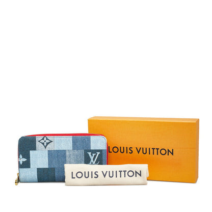 Louis Vuitton Monogram Denim Patchwork Zippie Wallet Roundfashner Long Wallet M44938 Indigo Blue Denim Leather Ladies Louis Vuitton