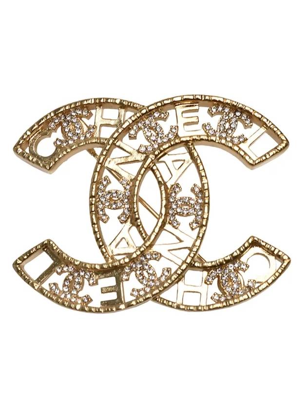 Crystal CC Coco Logo Brooch Gold Chanel