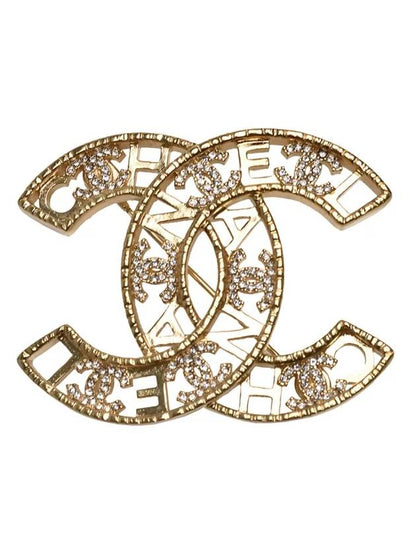 Crystal CC Coco Logo Brooch Gold Chanel