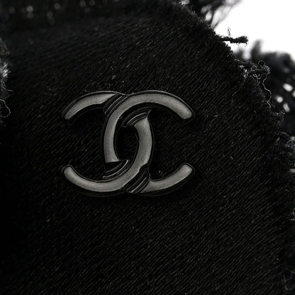 Tweed Camellia Pin Brooch Black White