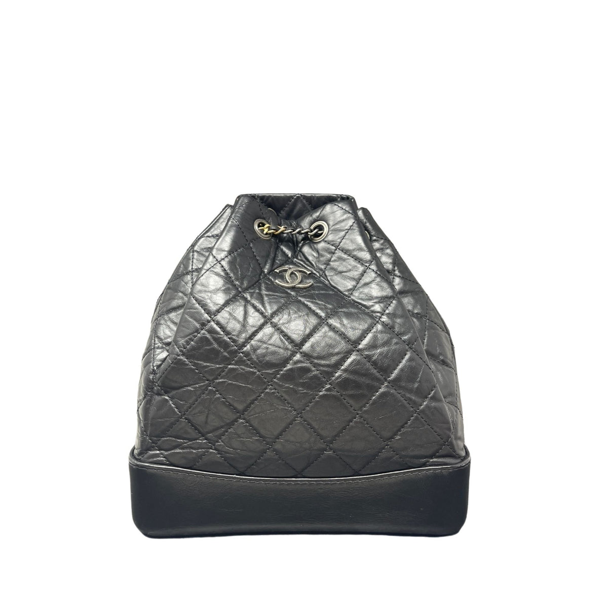Chanel Chanel Aged Calfskin Quilted Small Gabrielle Backpack Black - Black