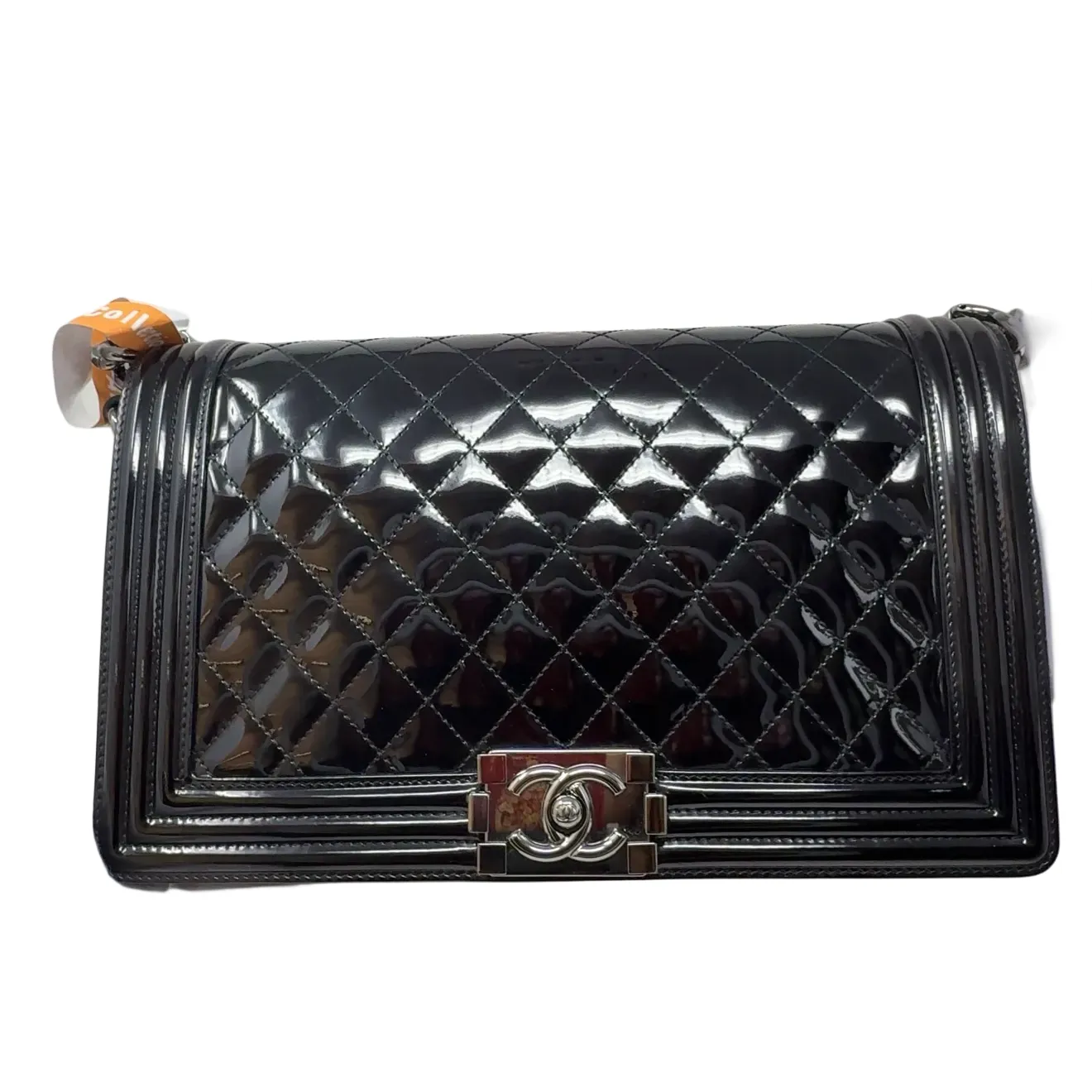 Chanel leBoy patent leather crossbody bag black B-