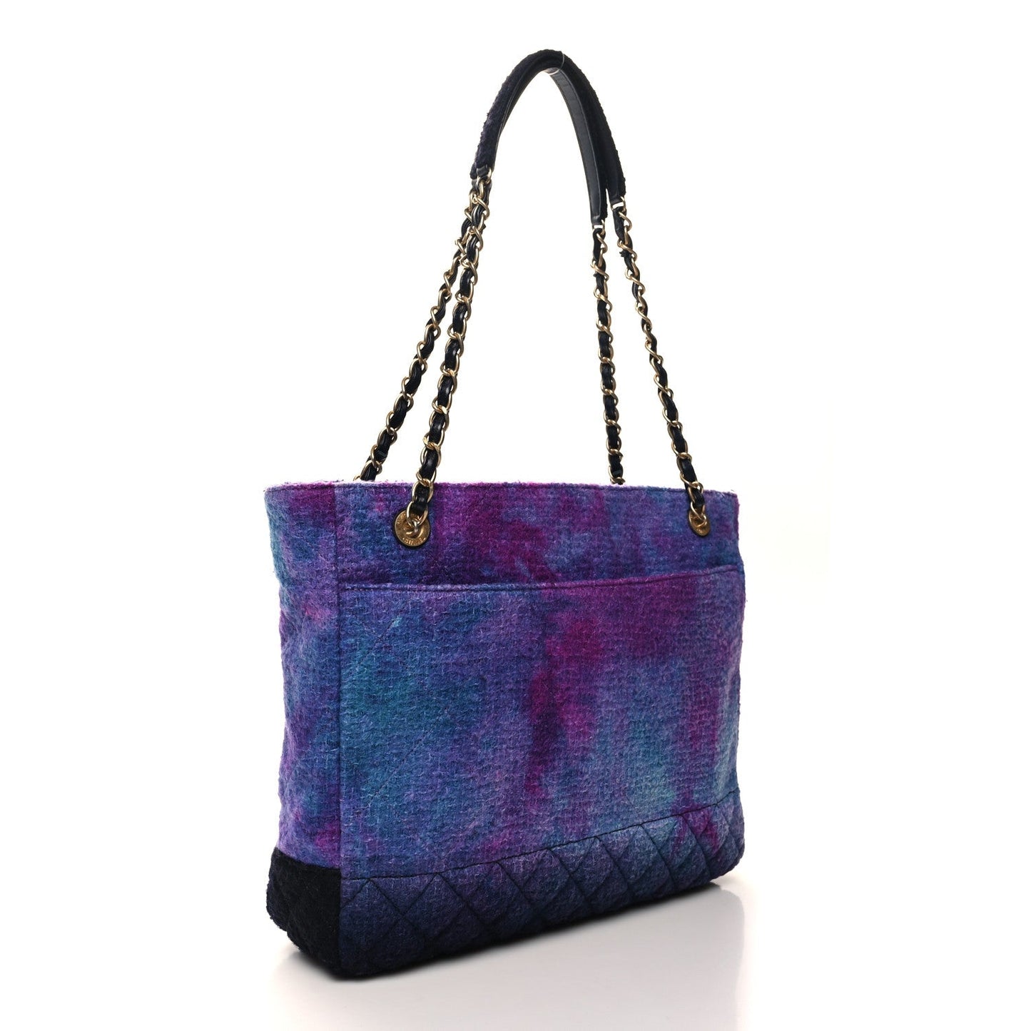 Wool Tweed CC Tote Purple Black Blue
