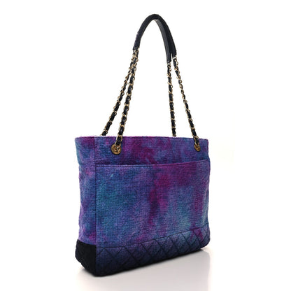 Wool Tweed CC Tote Purple Black Blue